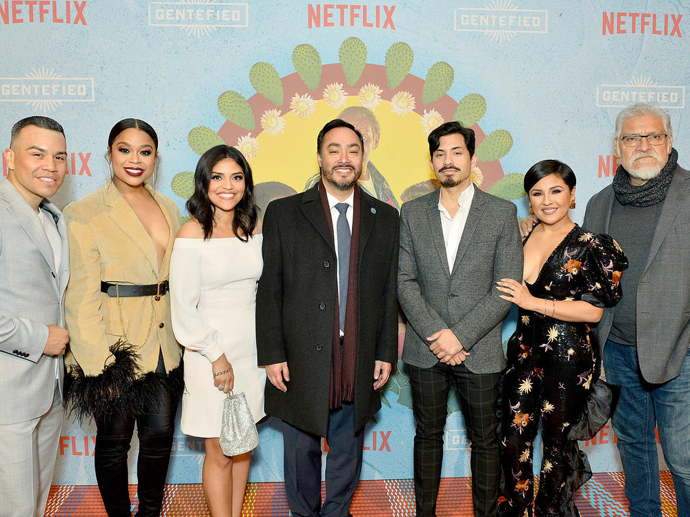 Rep. Joaquin Castro (D-Texas) attends the Netflix premiere of <em>Gentefied</em> in D.C. earlier this year. With actors J.J. Soria, Julissa Calderon, Karrie Martin, Carlos Santos, Annie Gonzalez, and Joaquín Cosío.