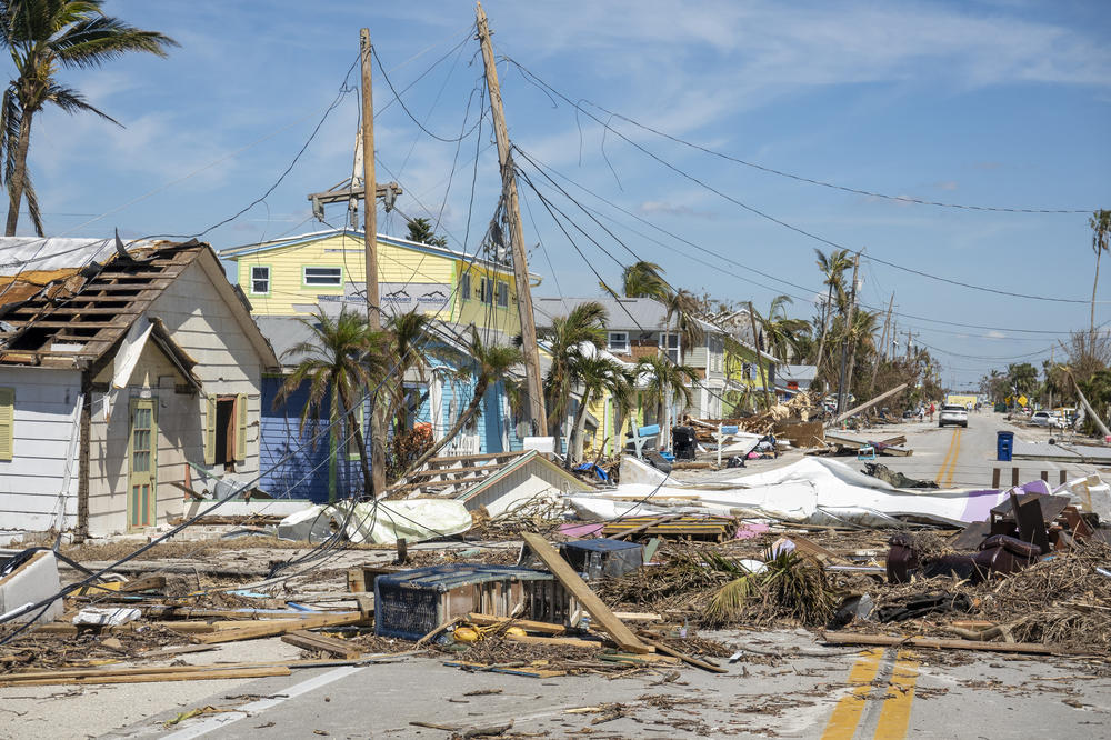 Destroyed homes on Matlacha Island, Fla. on Monday after Hurricane Ian ravaged the area.