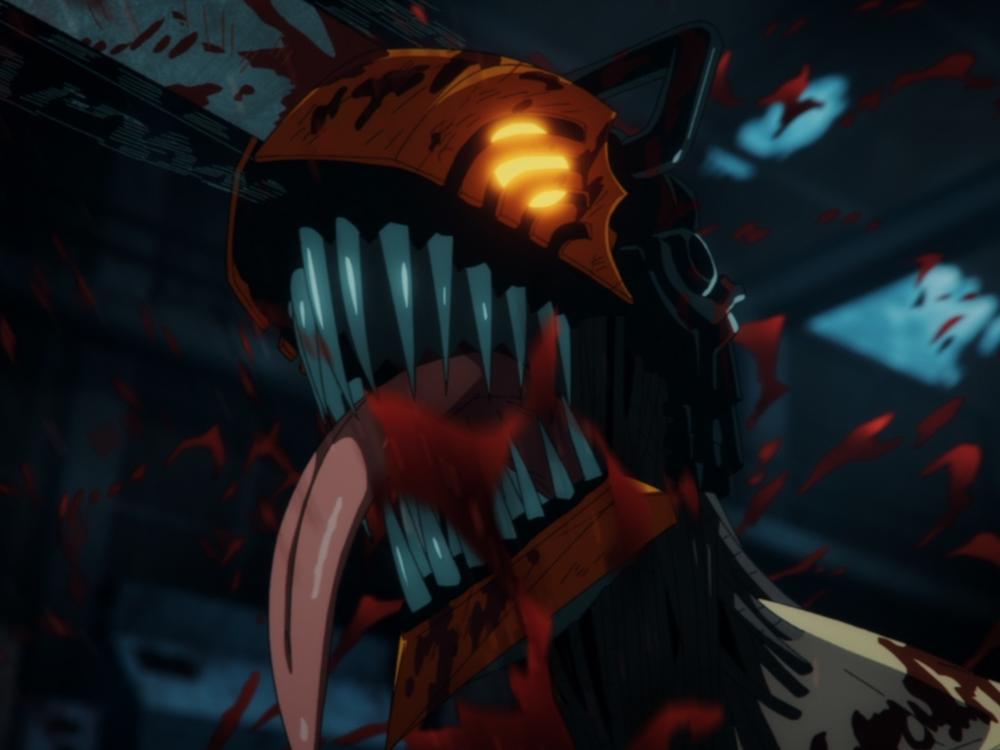 Denji (voiced by Kikunosuke Toya) wreaks havoc in <em>Chainsaw Man</em>, streaming on Crunchyroll.