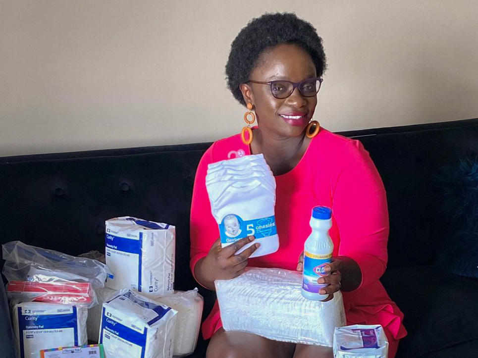 Currently a master's student in social work at Temple University in Philadephia, Lavelah stocks up on supplies to bring home.