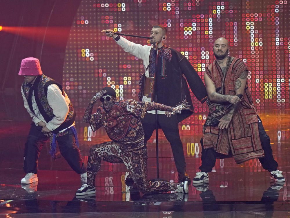 Kalush Orchestra from Ukraine perform during the Eurovision Song Contest in Turin, Italy, on May 14. The 2023 Eurovision Song Contest will be staged in the English city of Liverpool after Britain was asked to hold the event on behalf of Ukraine.