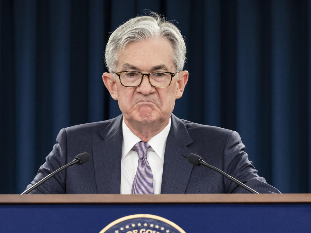 Federal Reserve Board Chairman Jerome Powell speaks during a news conference.