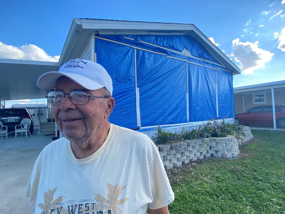 Bob Murphy had only minor damage to his manufactured home in Parkhill Estates, Punta Gorda, Fla.,  where newer homes mostly withstood the ferocious winds of Hurricane Ian.