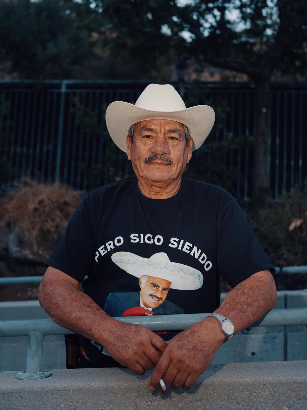 An audience member wears a Vicente Fernández T-shirt to the MARIACHI USA festival in Los Angeles in June.