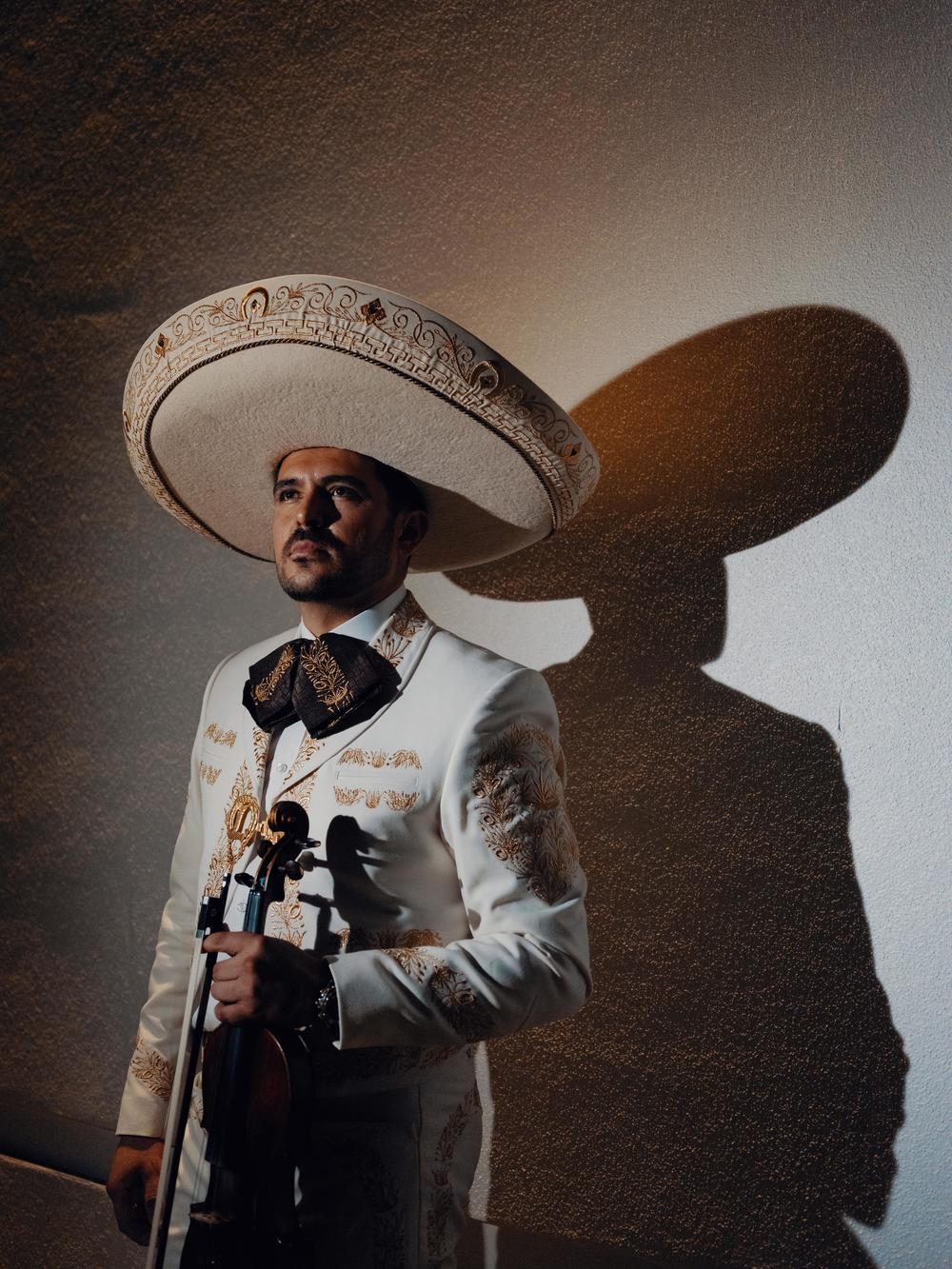 Jorge Alvarez, the lead of the Los Angeles-based Mariachi Los Reyes, poses for a photo at the MARIACHI USA festival in June.