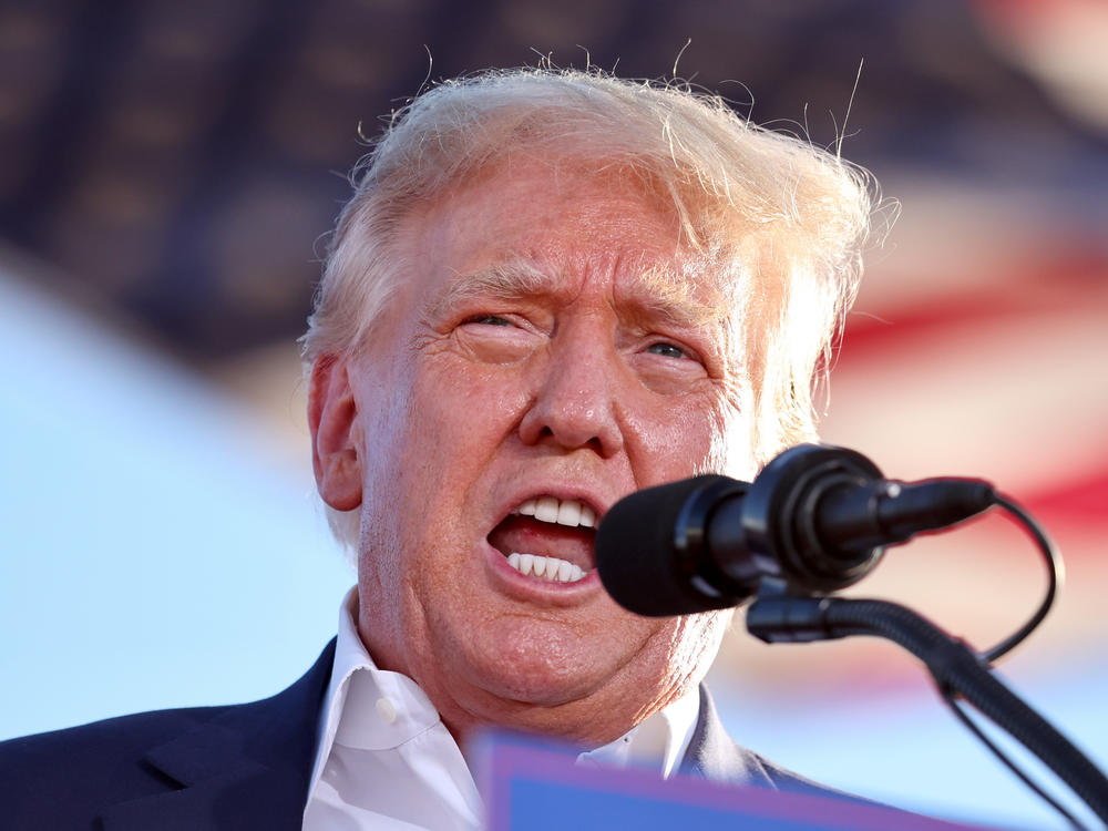 Former President Donald Trump speaks at a campaign rally in Mesa, Ariz., on Oct. 9. Trump is currently facing two Justice Department investigations, as well as an investigation in the state of Georgia.