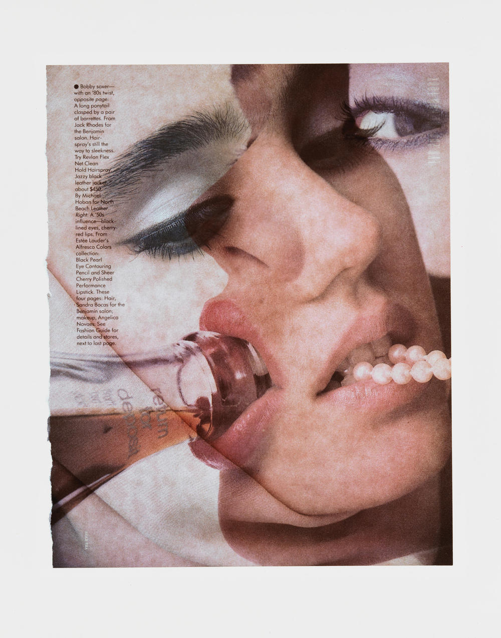 Robert Heinecken, <em>Recto/Verso #7: 'Strong Teeth Make Good Art,' Anne Tucker,</em> 1988, dye destruction print, 14 × 11 in., Los Angeles County Museum of Art, gift of Sue and Albert Dorskind, copyright Robert Heinecken Trust, courtesy of Petzel, New York