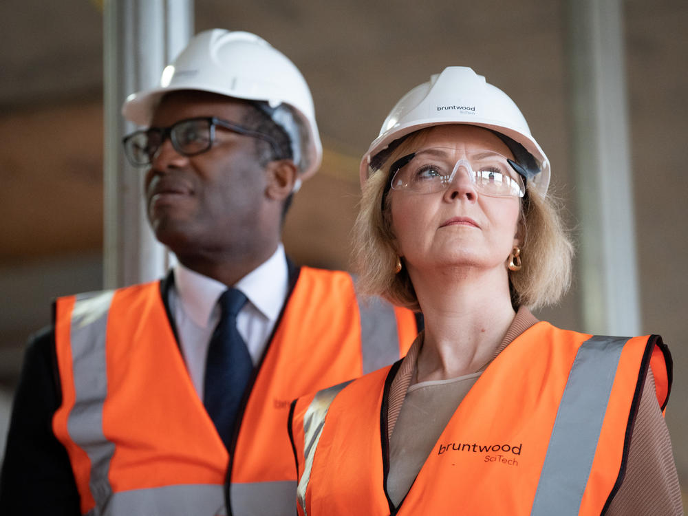 U.K. Prime Minister Liz Truss and Chancellor of the Exchequer Kwasi Kwarteng visit a construction site in Birmingham earlier this month. The two met this morning over finance policy.