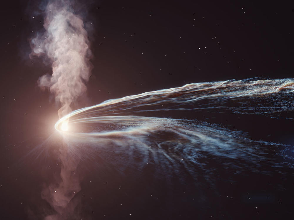 Artist's illustration of what it looks like when a supermassive black hole 