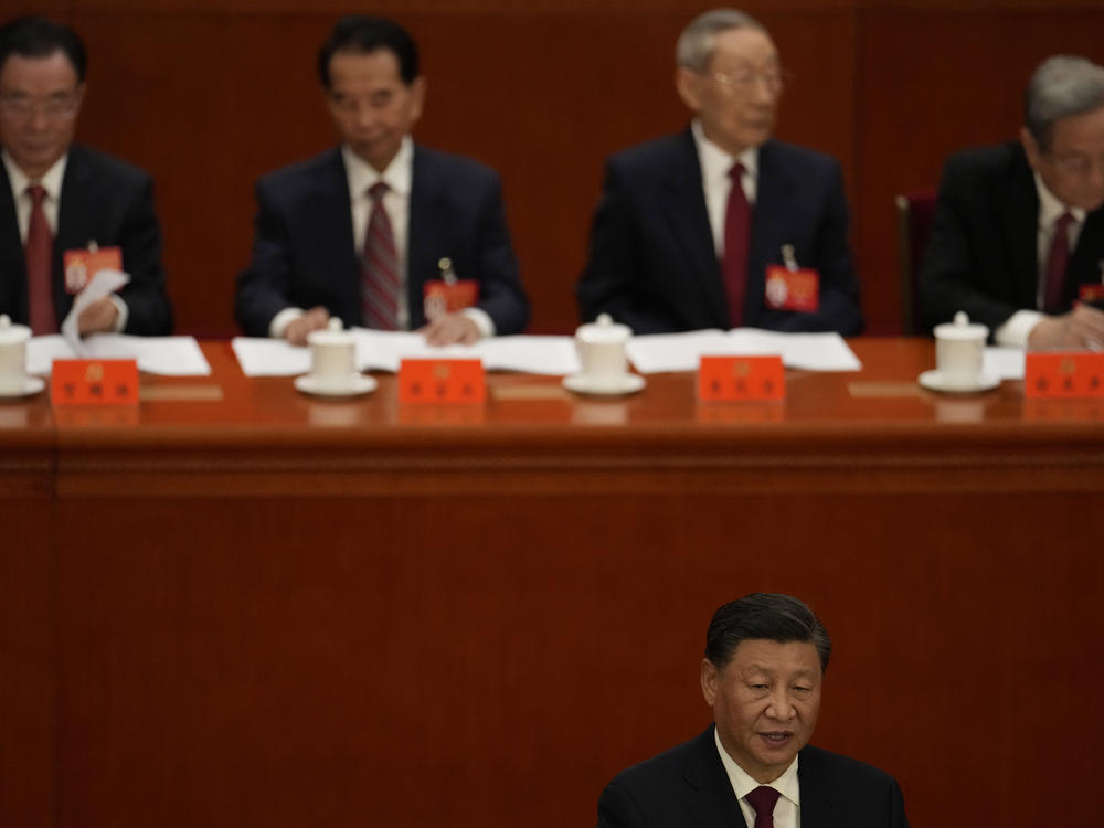 Chinese President Xi Jinping delivers a speech at the opening ceremony of the 20th National Congress of China's ruling Communist Party held at the Great Hall of the People in Beijing, Sunday, Oct. 16, 2022.