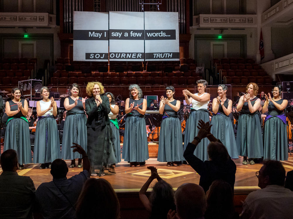 Composer Julia Wolfe at the Nashville Symphony Orchestra's world premiere of her piece <em>Her Story</em> on Sept. 15, 2022.