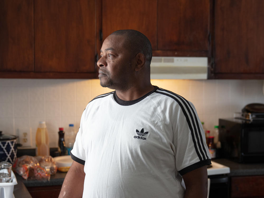 Eric Perkins says the kitchen is what sold him on the two-bedroom, one-bathroom apartment in Norfolk, Va., that he found through a shared housing program.