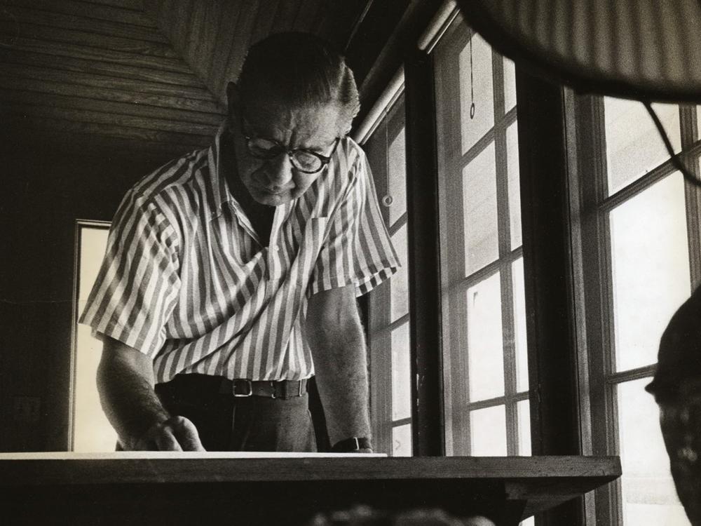 Charles Addams in his Westhampton Beach, N.Y., studio in 1977.