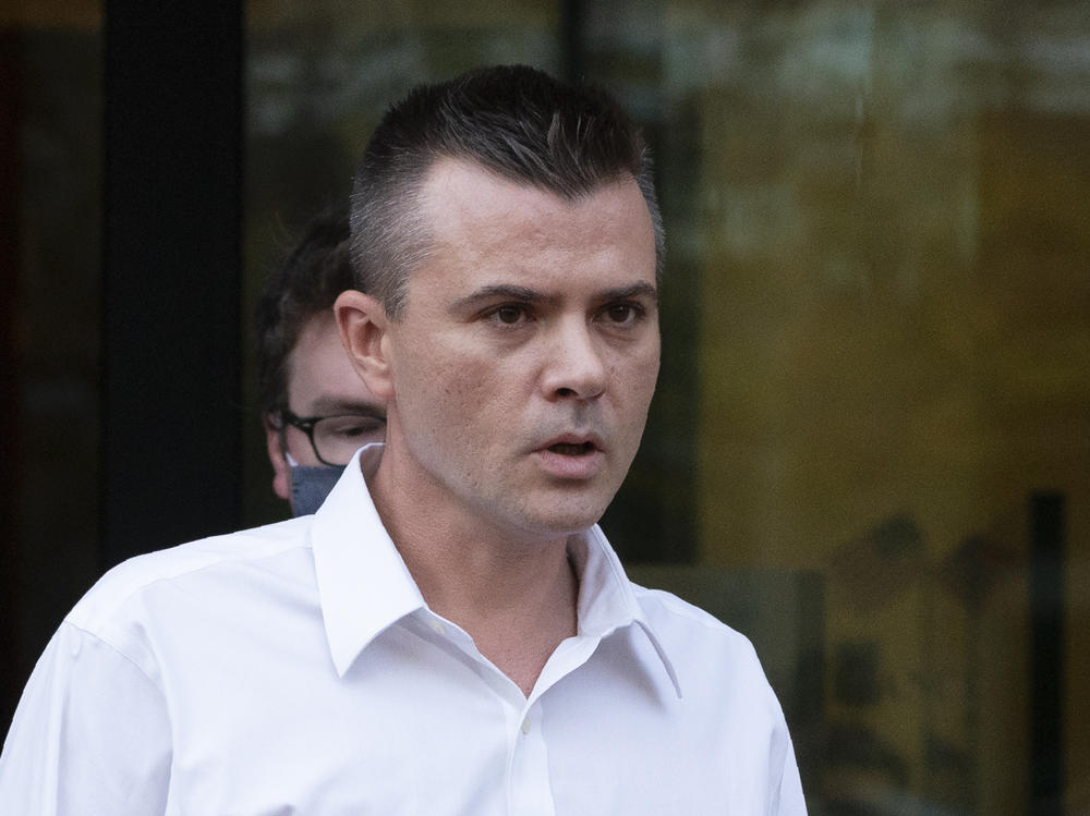 Igor Danchenko leaves the federal courthouse in Alexandria, Va., on Nov. 4, 2021. On Tuesday, a jury acquitted the think tank analyst of charges that he lied to the FBI about his role in the creation of a discredited dossier about former President Donald Trump.