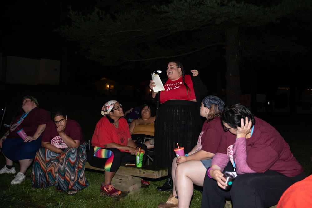 Poet Rachel Wiley reads from her book at Camp Roundup.