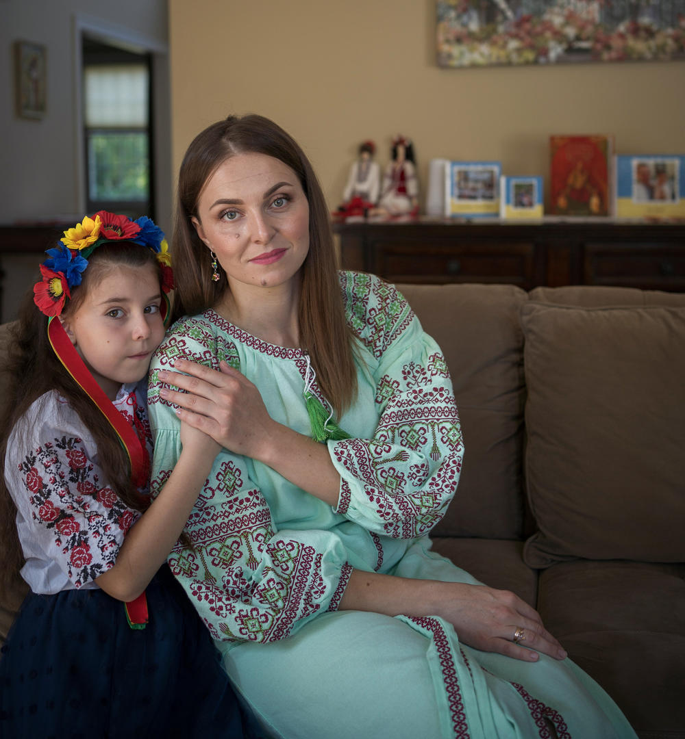 When Russian forces targeted a city near her home, opera singer Olha Abakumova and her daughter Zlata, now 8, left Ukraine. They now live with the family of Olha's sister in Sudbury, Mass. Olha's husband, Ihor, who plays tuba, could not join them; men ages 18 to 60 are as a rule not able to leave because they may be needed for military service.