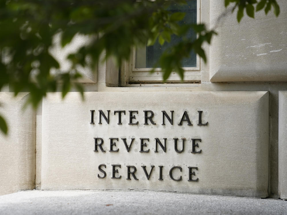 A sign outside the Internal Revenue Service building in Washington, on May 4, 2021.
