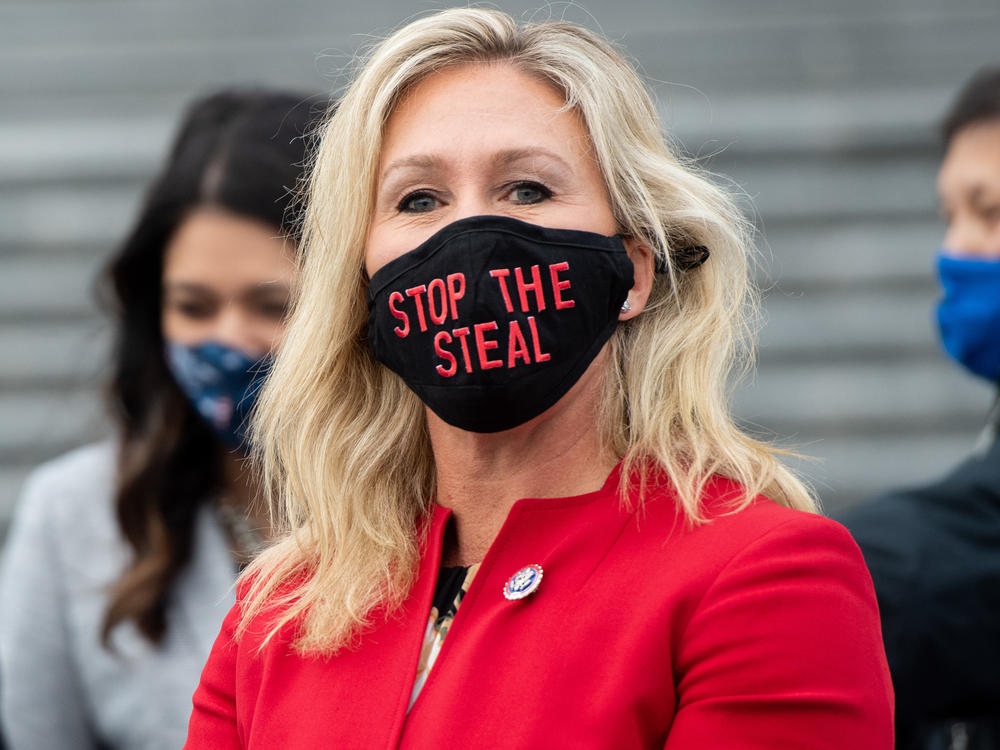 U.S. Rep. Marjorie Taylor Greene, shown here on Jan. 4, 2021, continues to embrace the falsehood that the 2020 election was stolen.