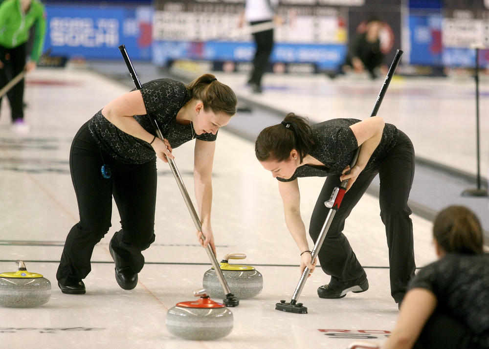 Monica Walker (right) is one of the prominent names in curling who are calling for USA Curling to replace CEO Jeff Plush. She's seen here in 2013, alongside Amanda McLean at the U.S. Olympic team curling trials.
