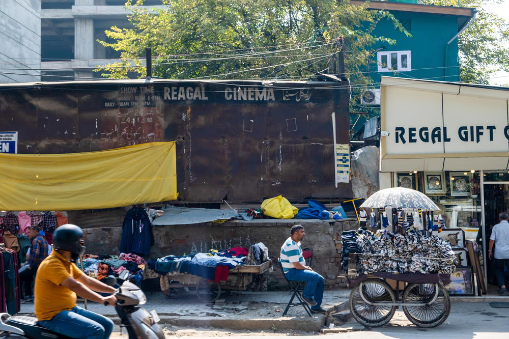 Regal Cinema, Kashmir's oldest movie theater, in Srinagar on Sept. 30. The theater closed in 1990. A shopping mall is scheduled to be built in its place.