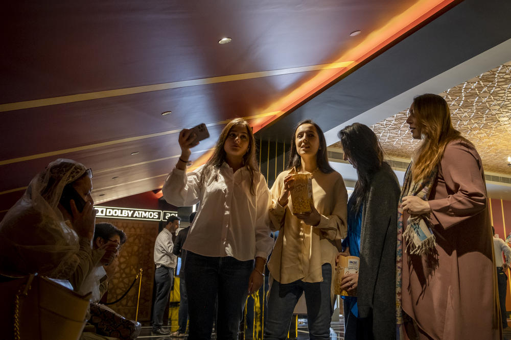 Moviegoers in the Myoun INOX Cinema lobby on Oct. 1.