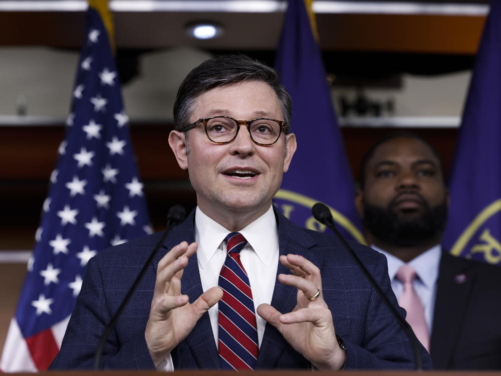 Rep. Mike Johnson, R-La., speaks at a news conference in the U.S. Capitol Building in June. Johnson introduced legislation this week that would prohibit use of federal funds for any 