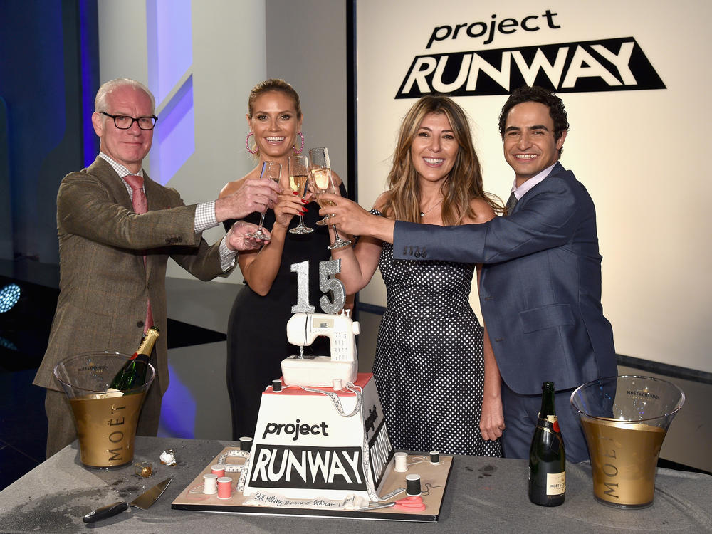 <em>Project Runway</em> hosts Tim Gunn, from left, Heidi Klum, Nina García and Zac Posen in New York City in July 2016.