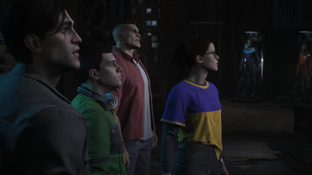 Nightwing, Robin, Red Hood, and Batgirl, uncostumed.