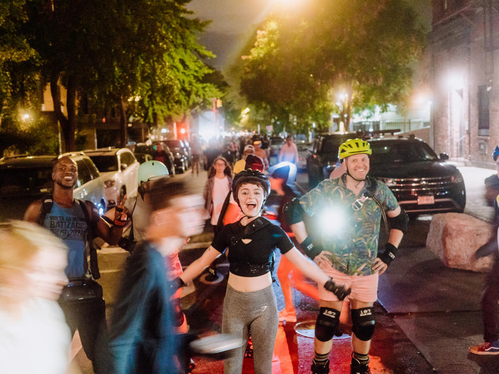 The Wednesday Night Skate in Manhattan, New York, resembles a street party on Sept. 8, 2022.