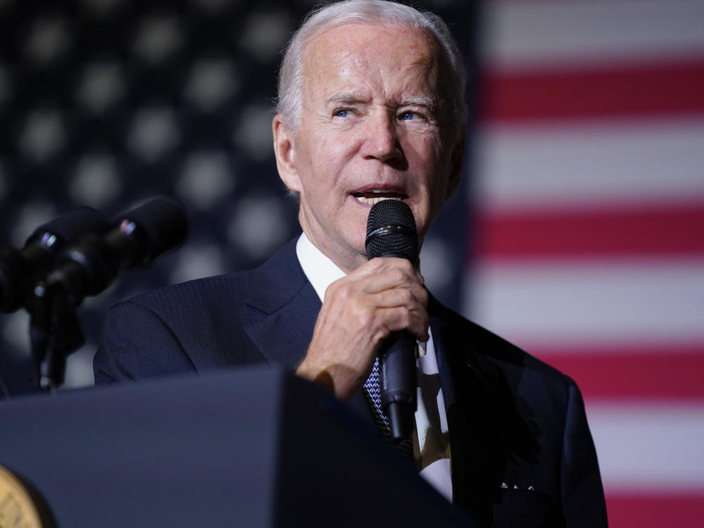 President Joe Biden speaks about student loan debt relief at Delaware State University, Friday, Oct. 21, 2022, in Dover, Del.