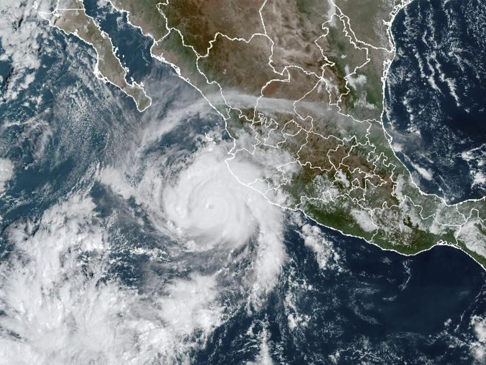 This satellite image shows Hurricane Roslyn approaching the Pacific coast of Mexico on Saturday.