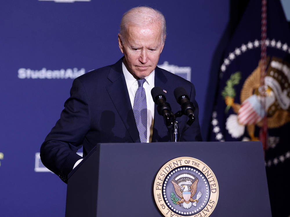 President Biden speaks about student debt relief at Delaware State University in Dover on Friday.