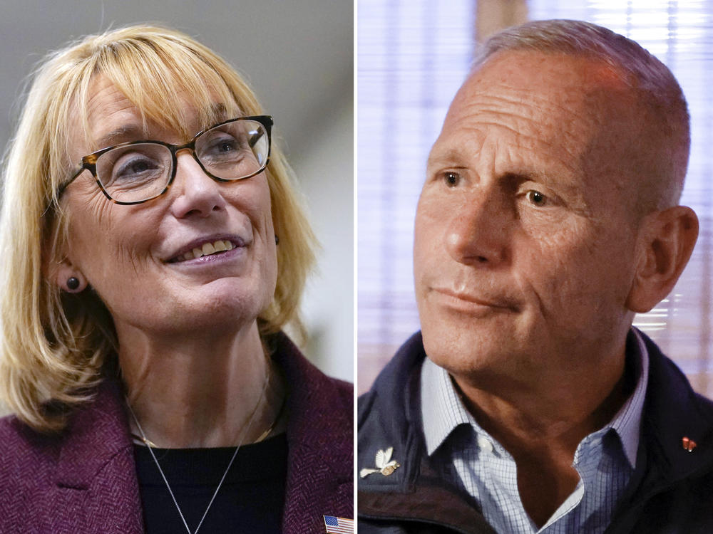 New Hampshire Democratic Sen. Maggie Hassan seen on Oct. 11 and Don Bolduc, Republican candidate for U.S. Senate in New Hampshire, seen on Oct. 5.