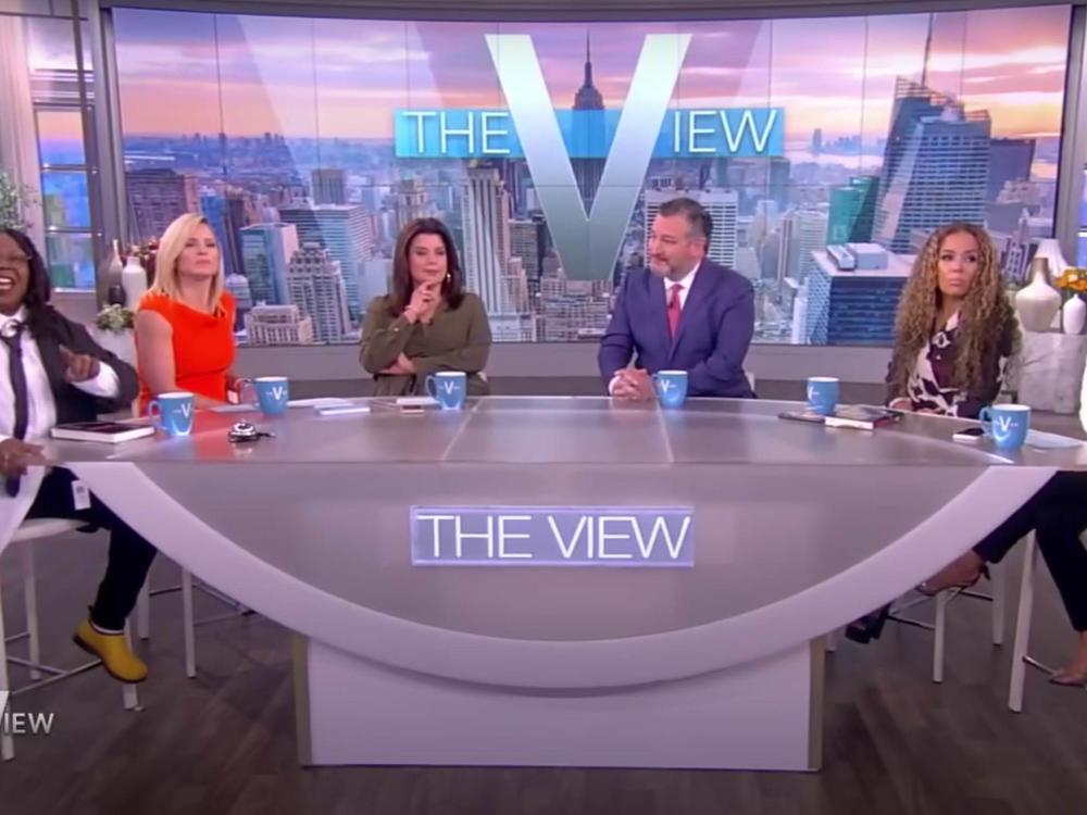 Protesters interrupted Sen. Ted Cruz, R-Texas, during an interview on <em>The View</em> on Monday.