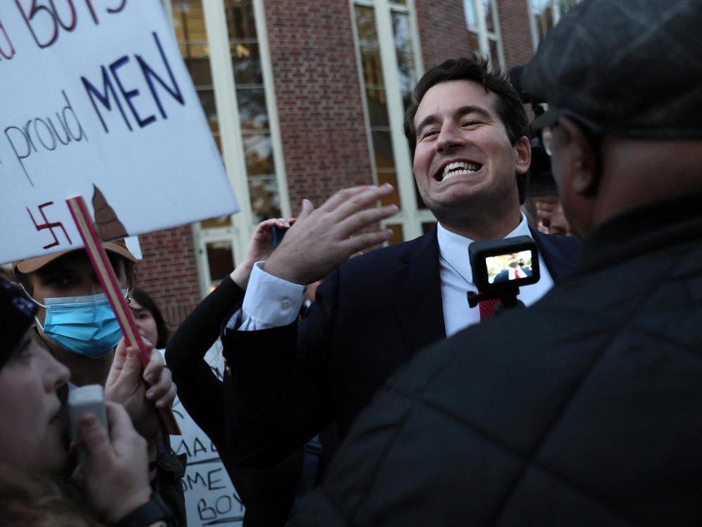Alex Stein engaged directly with students and other people protesting his scheduled event alongside Proud Boys founder Gavin McInnes at Penn State University on Monday.