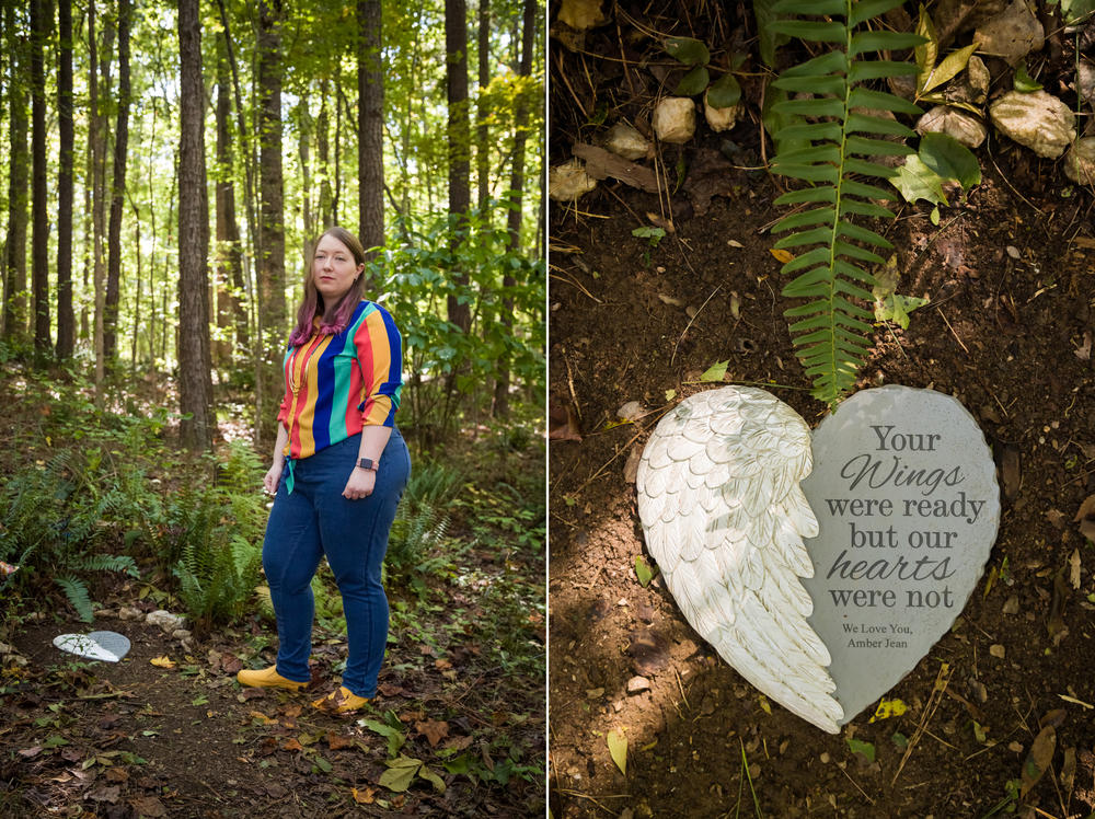 Karla and Sam had a memorial plaque placed in a fern garden outside their home. They don't plan to try to get pregnant again anytime soon.
