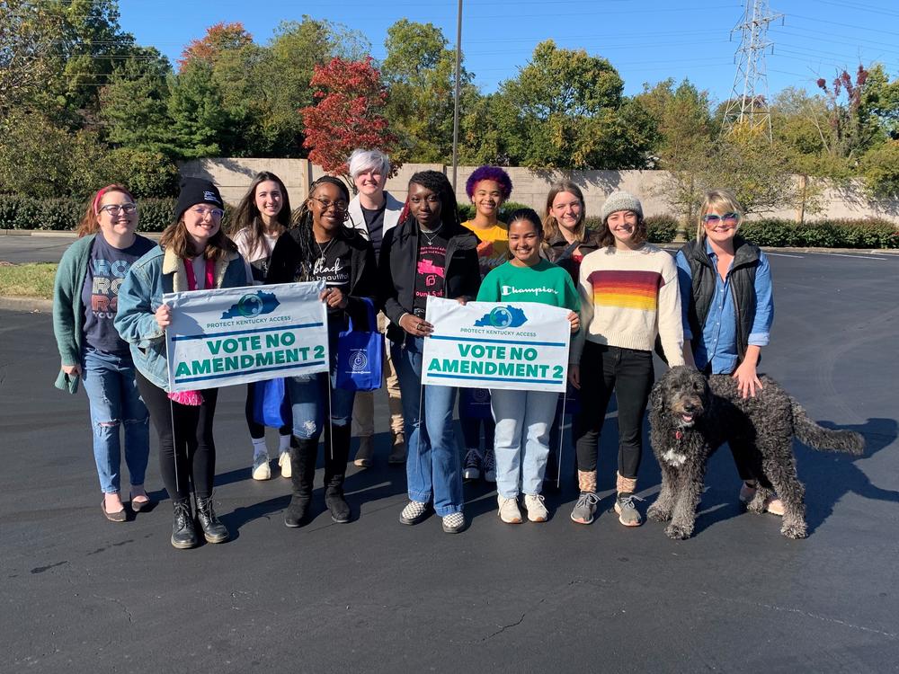 On a recent fall Sunday, abortion rights activists gathered to knock on doors in Louisville on behalf of the Protect Kentucky Access campaign.