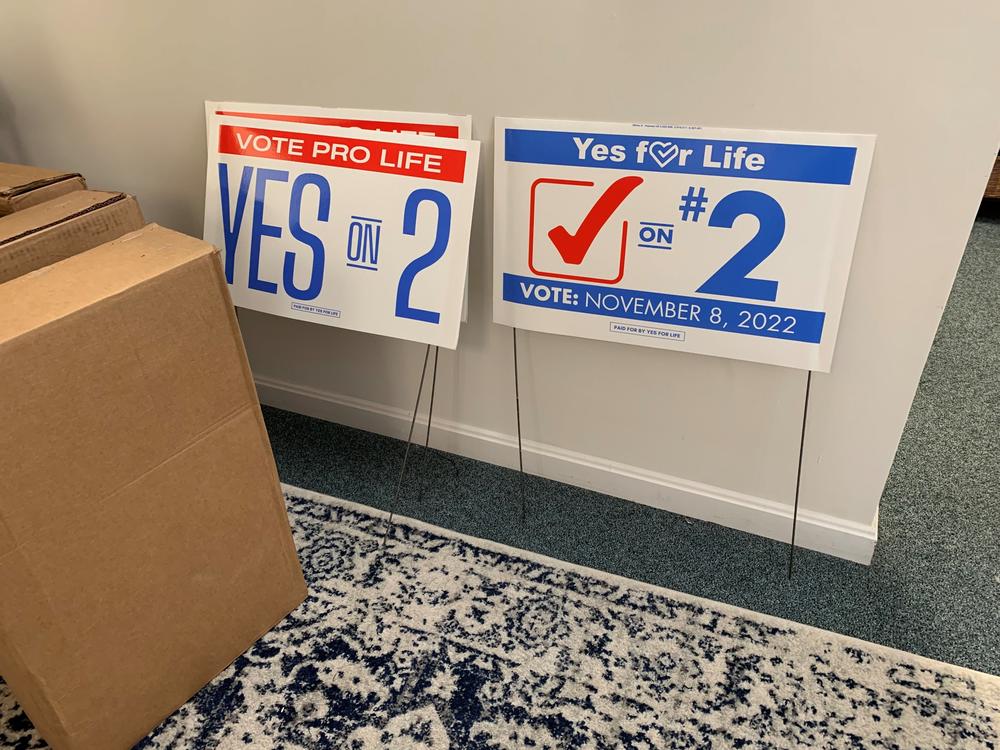 Abortion opponents say they're putting up thousands of yard signs across Kentucky in support of the measure, which would amend the state constitution to say it contains no abortion rights protections.