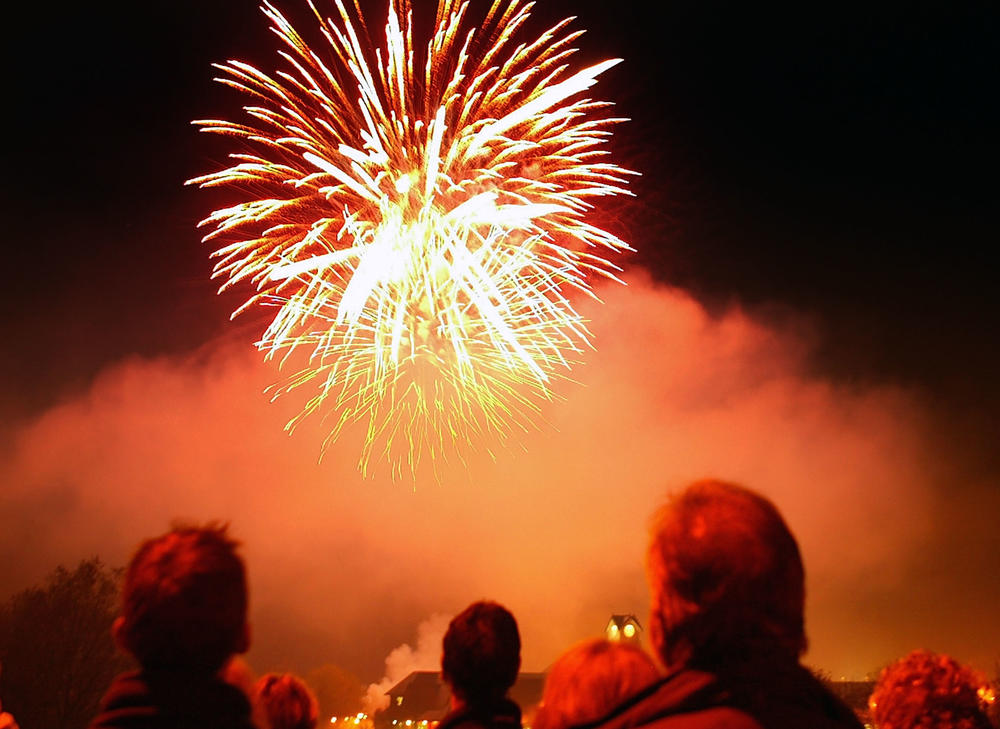 In England, crowds come together on Nov. 5 to watch fireworks and bonfires in celebration of Guy Fawkes Day.