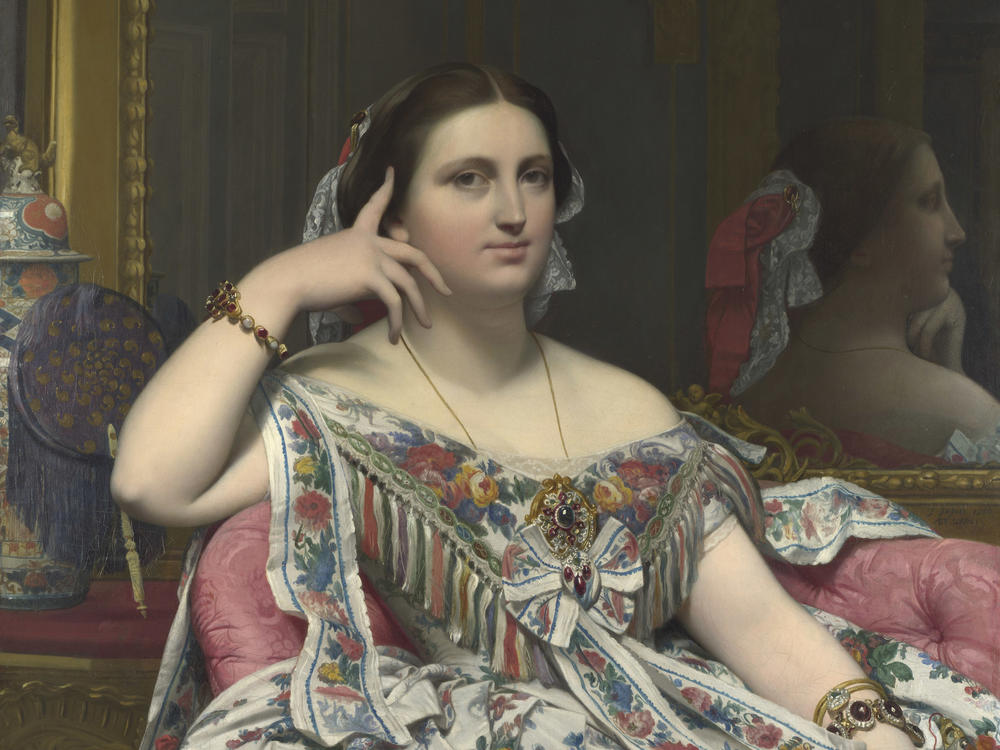 Left, <em>Madame Moitessier,</em> 1856 Jean-Auguste-Dominique Ingres, oil on canvas, The National Gallery, London and right, <em>Woman with a Book,</em> 1932, Pablo Picasso, oil on canvas, The Norton Simon Foundation, Estate of Pablo Picasso / Artists Rights Society(ARS), New York