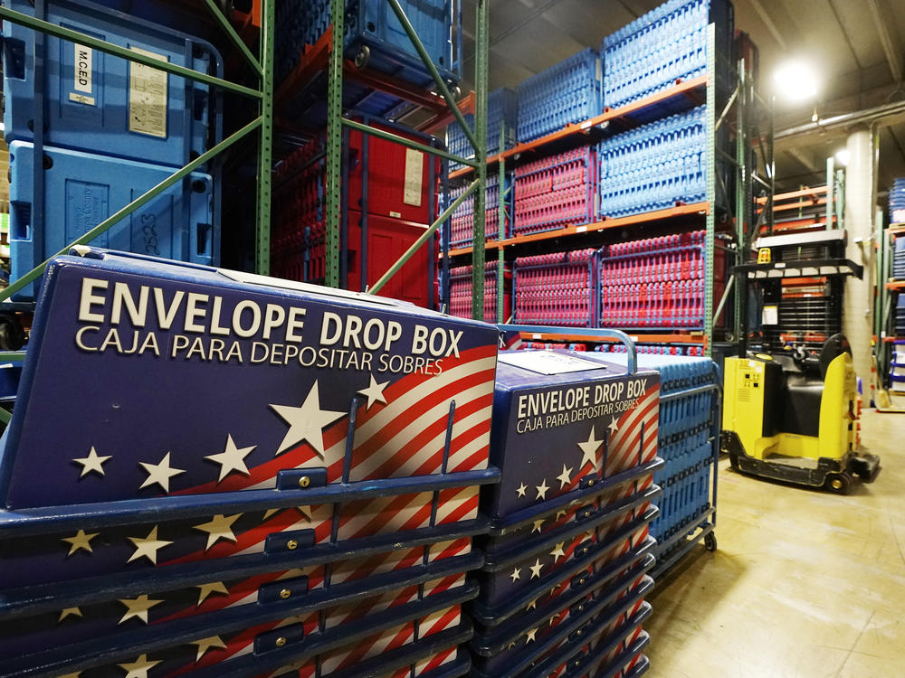 The warehouse at the Maricopa County Elections Department stores all the equipment and signage for all the voting precincts in Phoenix on Sept. 8, 2022.