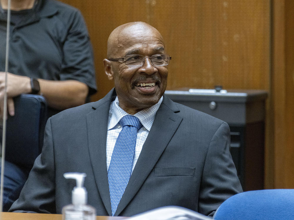 In this photo provided by Cal State Los Angeles, Maurice Hastings smiles at a hearing at Los Angeles Superior Court where a judge dismissed his conviction for murder after new DNA evidence exonerated him, Oct. 20, 2022, in Los Angeles.