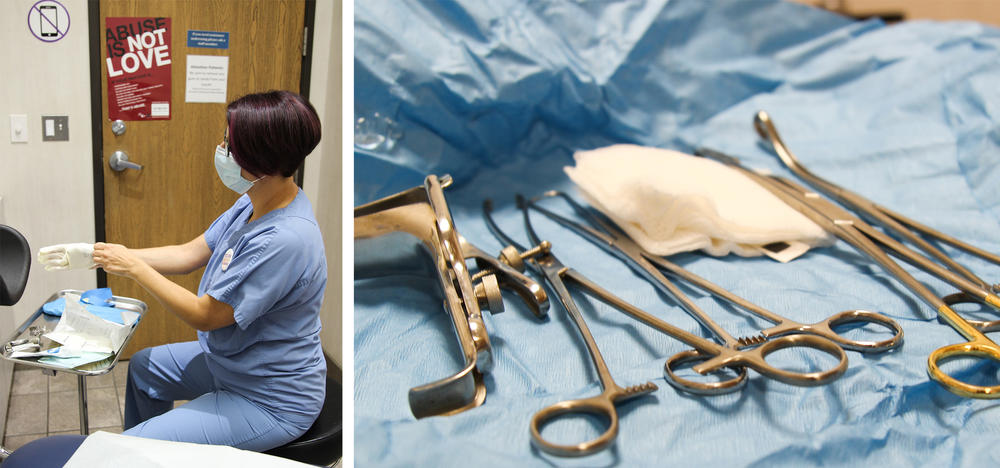 Dr. Audrey Lance prepares for a procedure.