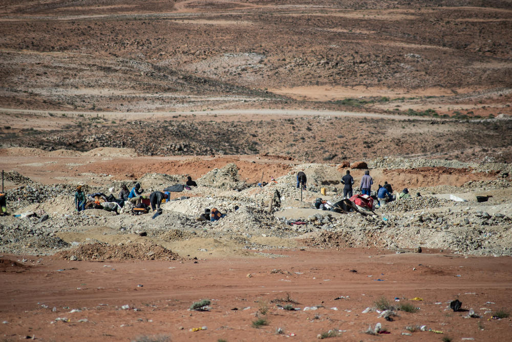 Diamond miners at an illegal dig site in Namaqualand, South Africa.