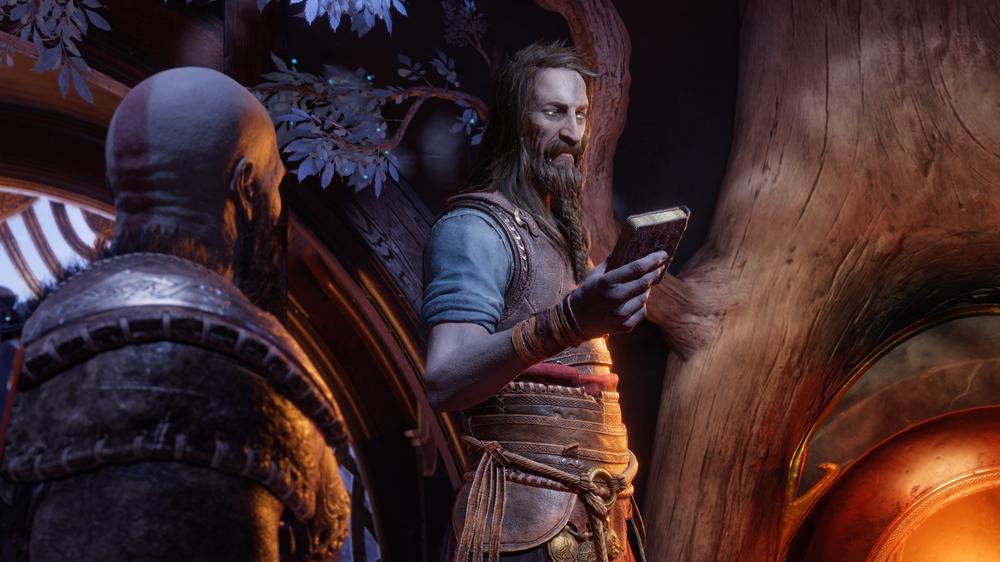 Kratos addresses Týr, another 'God of War' who gave up violence years ago.
