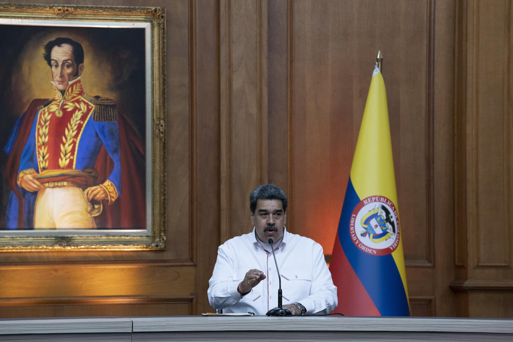 Venezuelan President Nicolás Maduro speaks during a news conference in Caracas Tuesday. His government has met with U.S. officials and this week, the Colombian president, in signs countries may be warming up to the authoritarian Venezuelan regime.