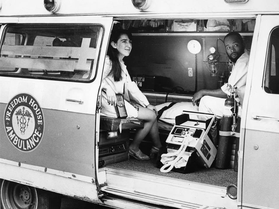 Dr. Nancy Caroline with paramedic Walt Brown in 1975