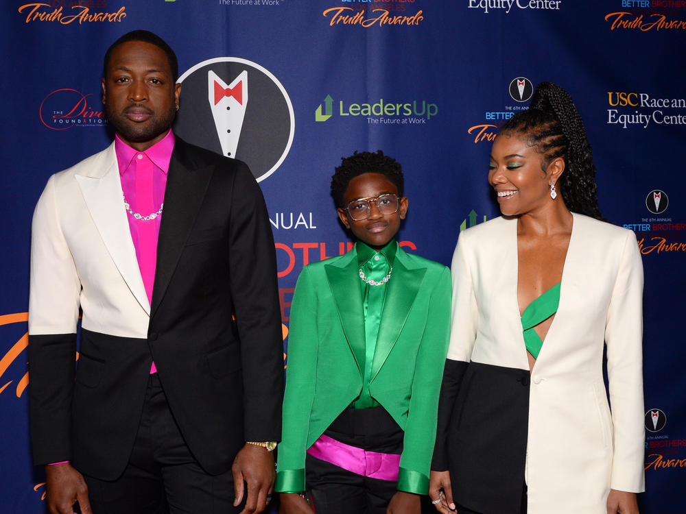 Dwyane Wade (from left), Zaya Wade and Gabrielle Union at the Better Brothers Los Angeles 6th annual Truth Awards on March 07, 2020.