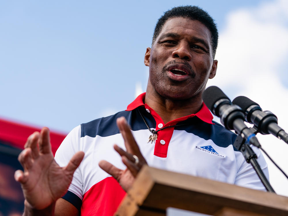 Georgia Republican Senate candidate Herschel Walker speaks at a campaign event in Carrollton in October.