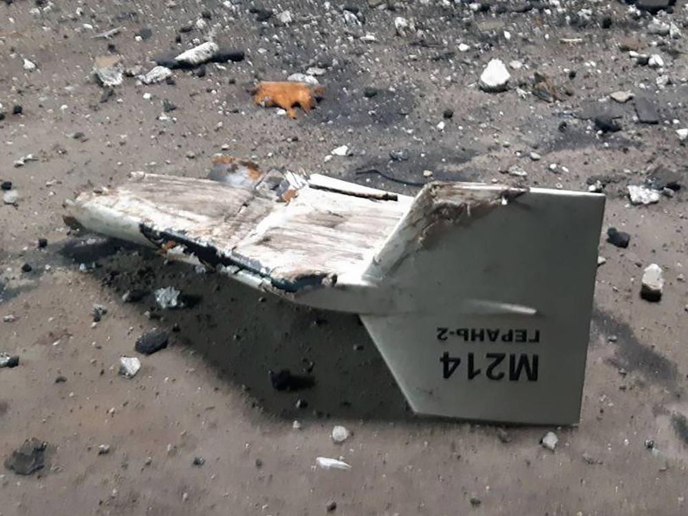 This undated photograph released by the Ukrainian military's Strategic Communications Directorate shows the wreckage of what Kyiv has described as an Iranian Shahed drone downed near Kupiansk, Ukraine. Iran has acknowledged for the first time that it sent drones to Russia but says the delivery happened before the invasion of Ukraine.